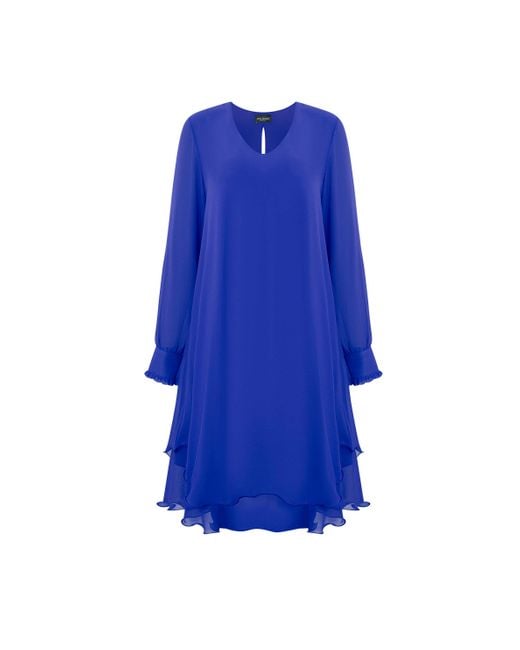 James Lakeland Blue Long Sleeve Royal Wave Hem Dress