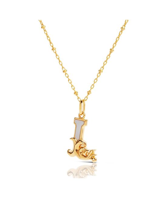 Kasun Metallic Plated L Initial Necklace With Mother Of Pearl