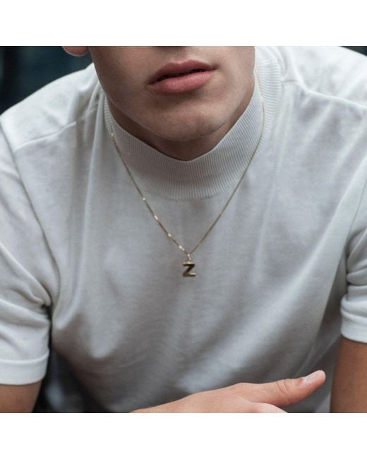 Edge Only Metallic Letter Pendant "A" Initial Necklace Sterling for men