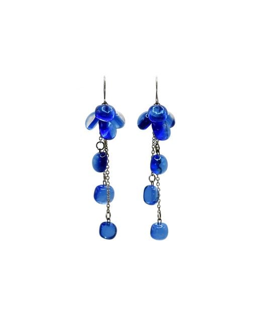 Laura Daili Blue Ocean Glass Cluster Earrings