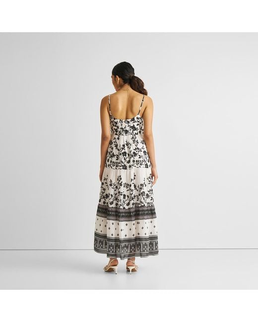 REISTOR White Strappy Tiered Maxi Crepe Dress