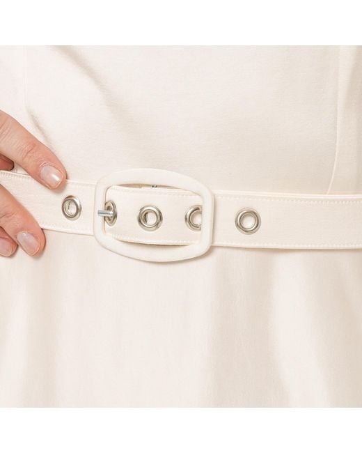 Nissa Natural Neutrals Belted Viscose Midi Dress Cream