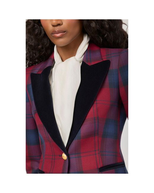 The Extreme Collection Red Checked Blazer With Velvet Lapel Douglas
