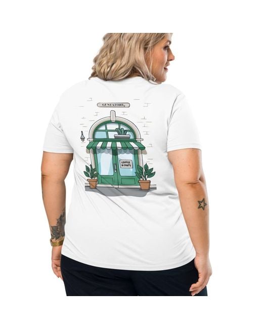 Anchor and Crew Blue Gustatory Coffee & Chats Organic Cotton Embroidered T-Shirt