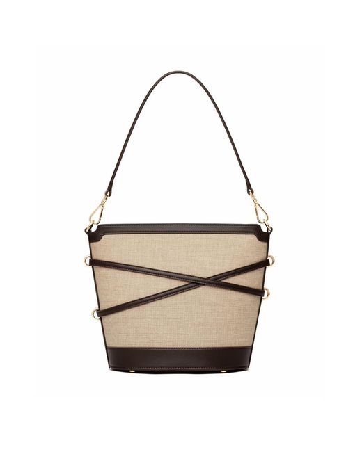 Owlish Studio Metallic Glacier Canvas Vegan Leather Bucket Bag