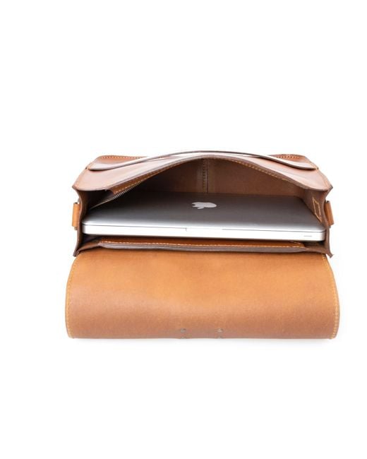 THE DUST COMPANY Brown Leather Messenger In Cuoio for men