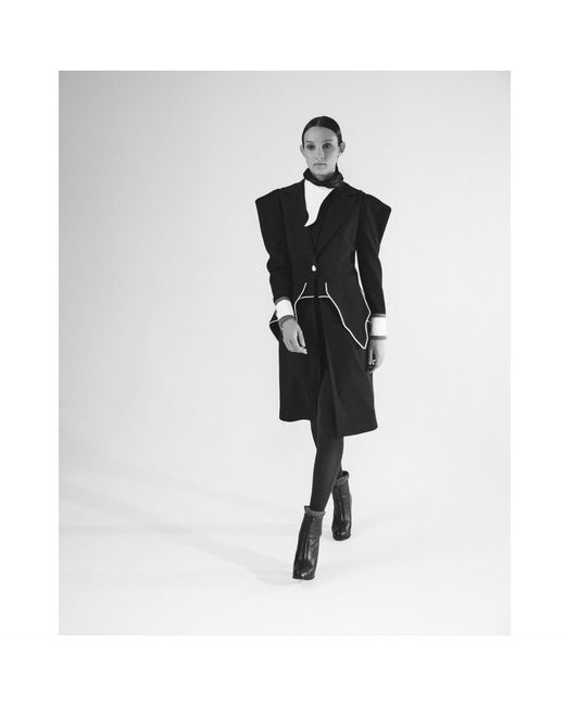 Julia Allert Black Modern Elegant Deep V-Neck Vest With Peplum Detail