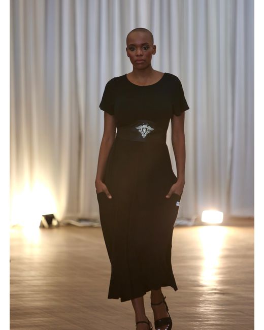 Frock Tales Black Willow Midaxi Dress With Short Sleeves
