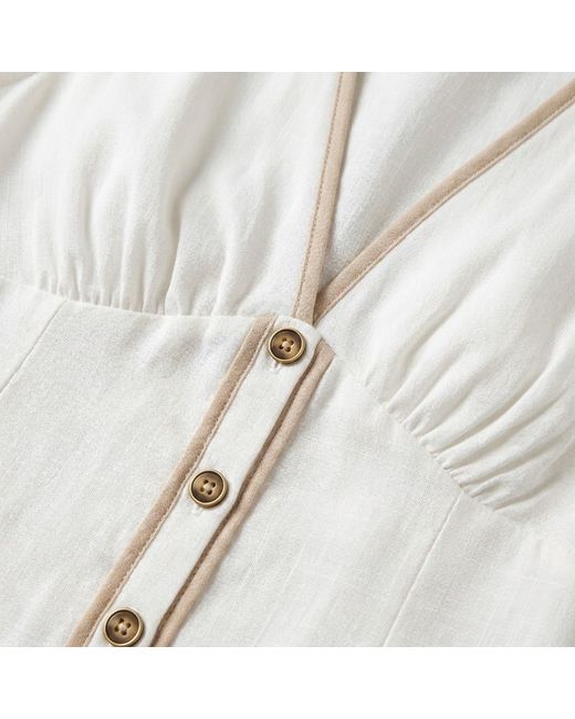 Modenaire White Contrast Trim Mini Dress Button Front