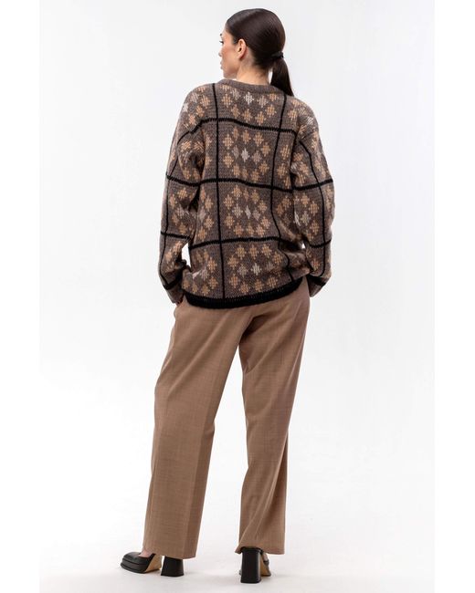 Maison Bogomil Brown Round Neck Sweater With Geometric Pattern