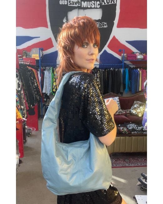 Any Old Iron Blue Slade Leather Shoulder Bag