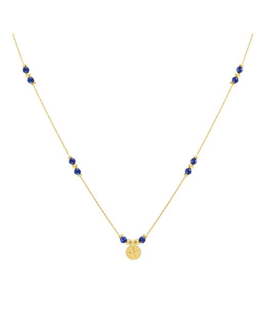 Olivia Le Metallic Journey Lapis Lazuli Beaded Necklace With Coin