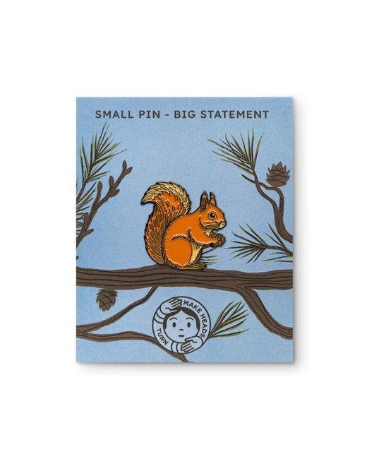 Make Heads Turn Orange Enamel Pin Squirrel