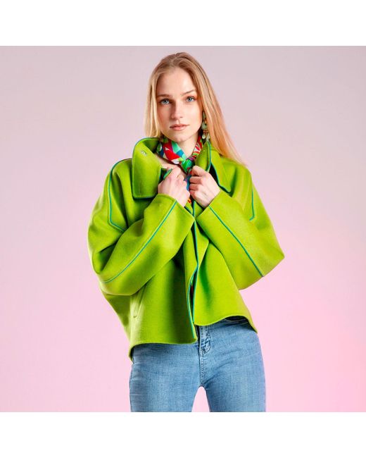 Beatrice von Tresckow Green Lime Cashmere Mix Audrey Bomber Jacket