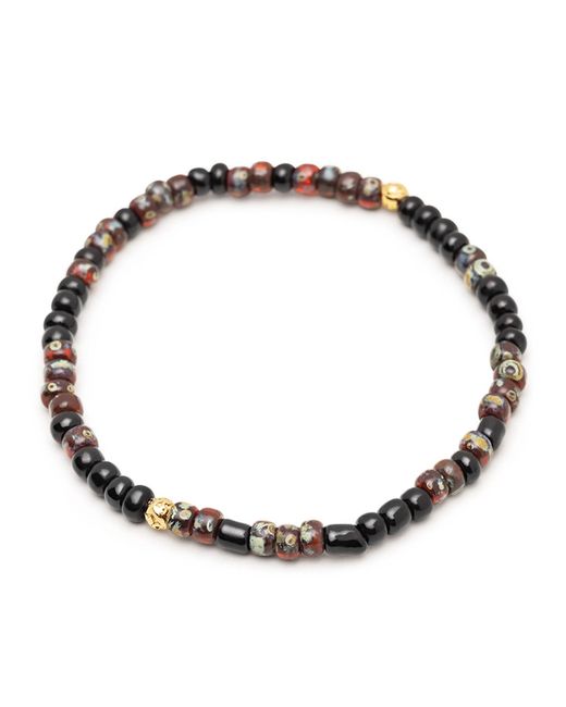 Nialaya Black Wristband With Dark Miyuki Beads for men