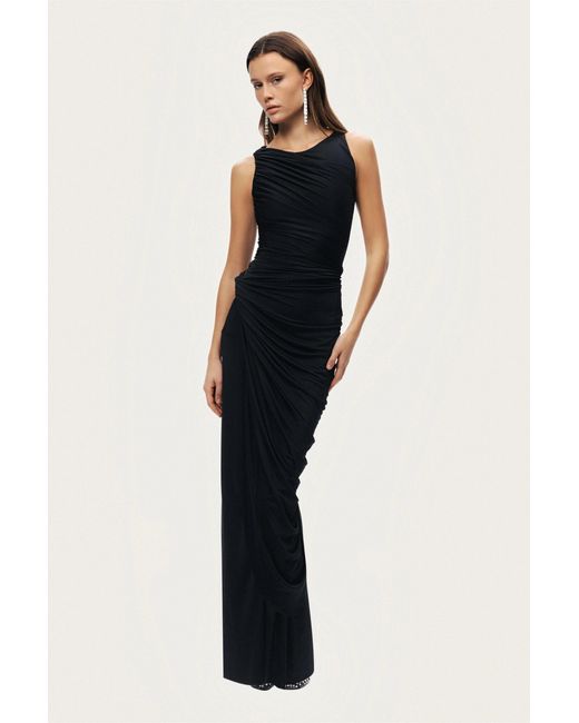 Nocturne Black Draped Sleeveless Maxi Dress