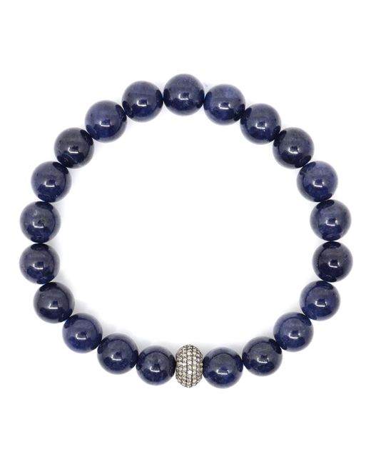 Shar Oke Blue Sapphire & Diamond Donut Beaded Bracelet for men