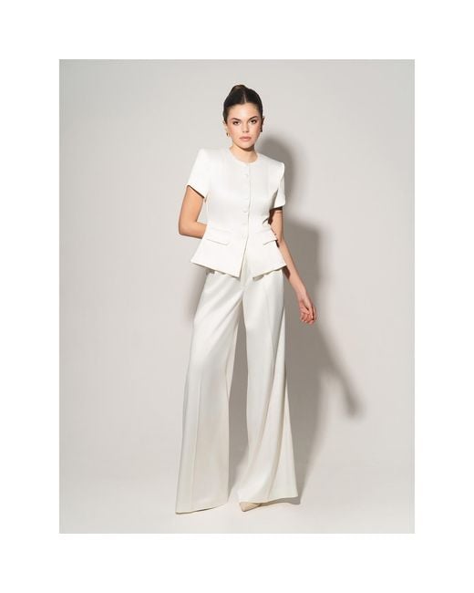 Tia Dorraine White Romantic Glow Short Sleeves Blazer & Trousers Set