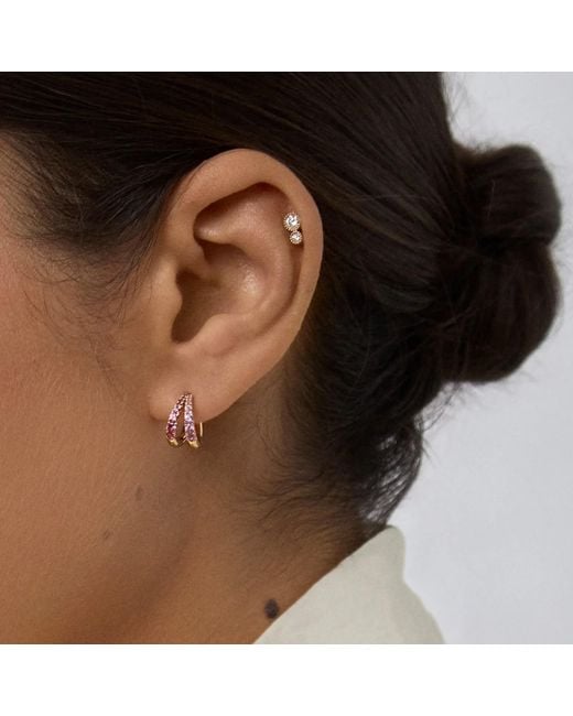 Dinny Hall Metallic Signature Duo Rubellite & Sapphire Huggie Hoops
