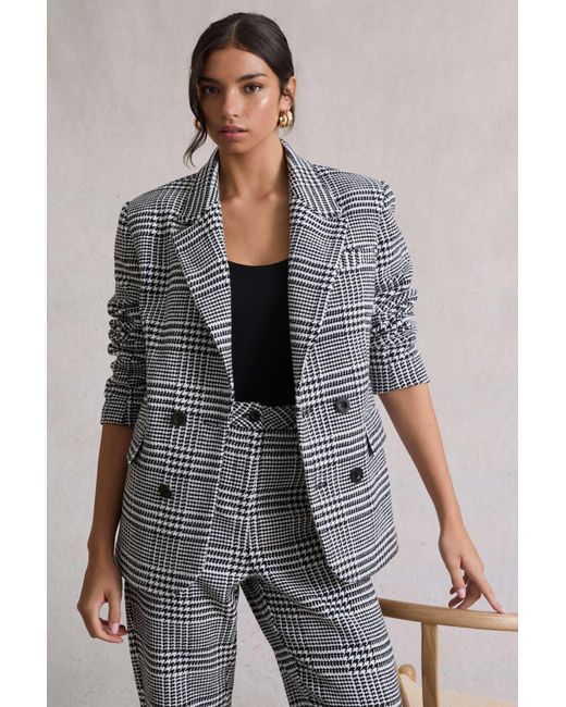 Hay Life Gray Double Breasted Check Blazer