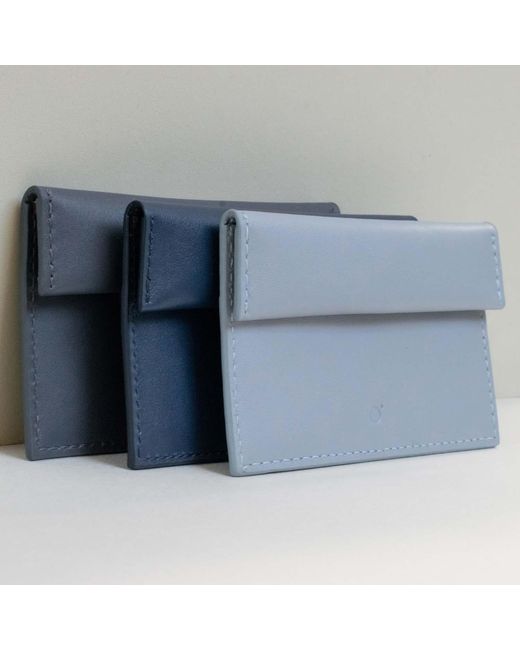godi. Blue Handmade Compact Leather Coin And Card Holder