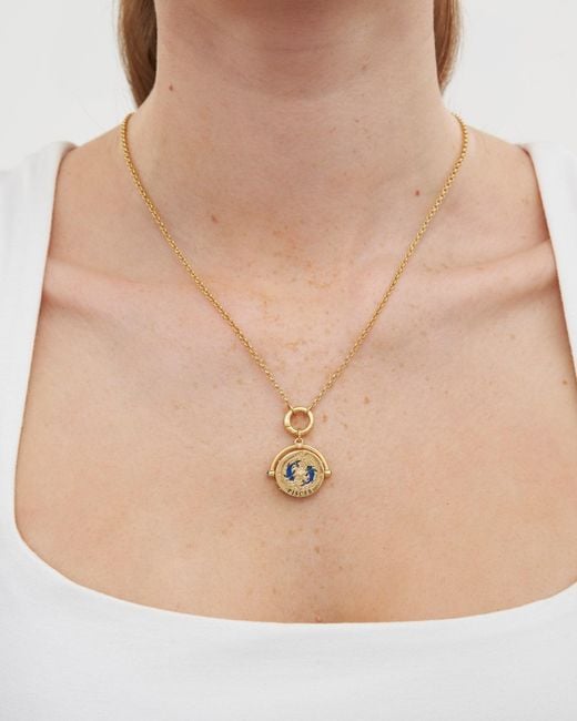 Fable England Metallic Pisces Zodiac Spinner Necklace