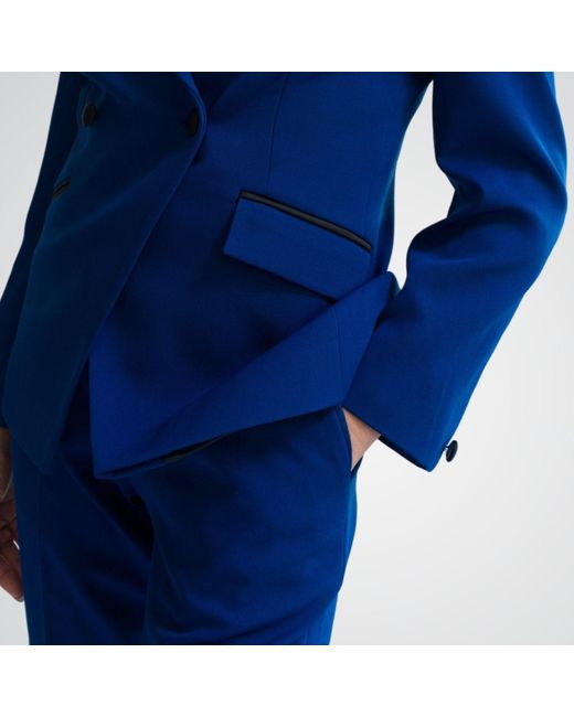 Point of View Label Blue Champion Colorblock Double Breasted Jacket For