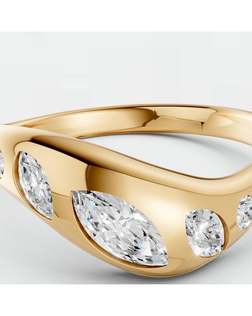 Aya Fine Jewelry Metallic 0.52 Ctw Lab Grown Diamond Ring Marquise & Round Brilliant Band