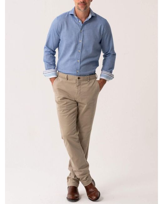 Koy Clothing Blue Cotton-Merino Shirt for men