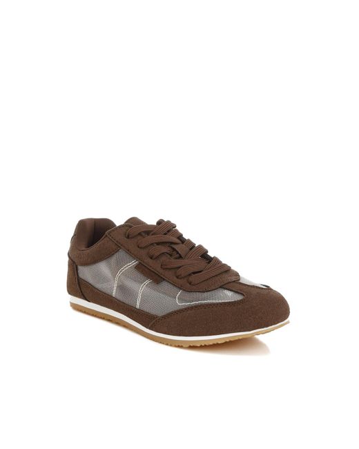 Rag & Co Brown Milon Microfiber & Mesh Sneakers