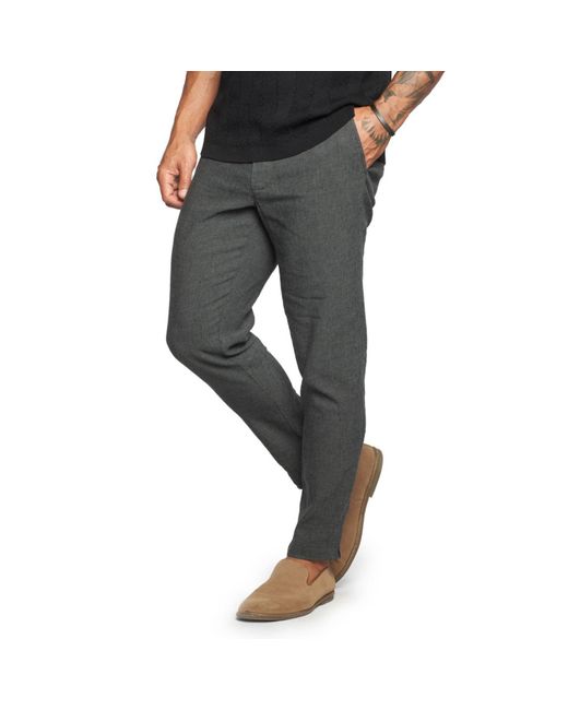 Weston Jon Boucher Gray Havana Comfort Linen Slim Pants for men