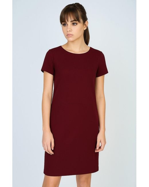 Conquista Red Wine Sack Style Punto Di Roma Short Sleeve Dress