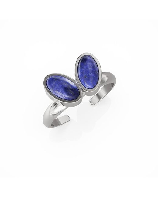 Linda Fiore Blue You & Me Baby Sterling Ring With Lapis Lazuli Stones