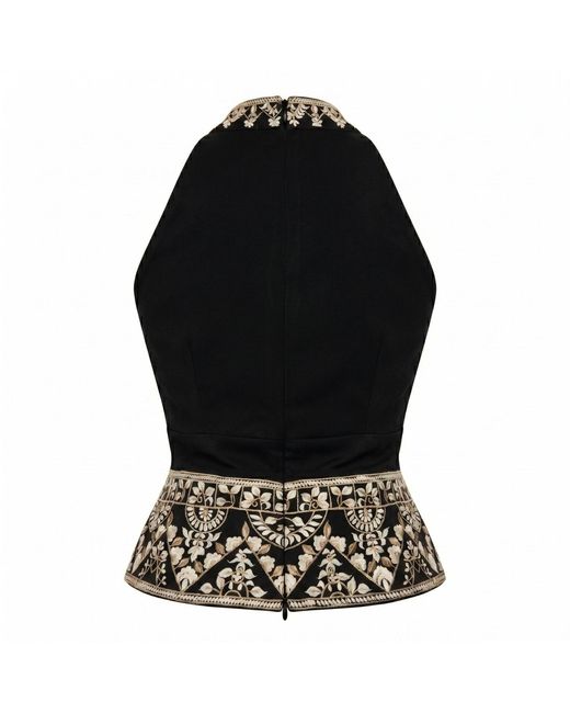 International Appeal Black Embroidered Tailored Vest