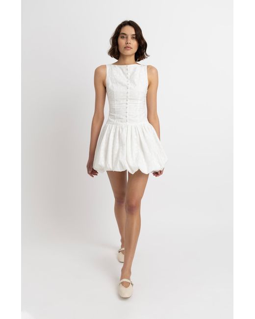 Amy Lynn White Grazia Cotton Mini Puffball Dress
