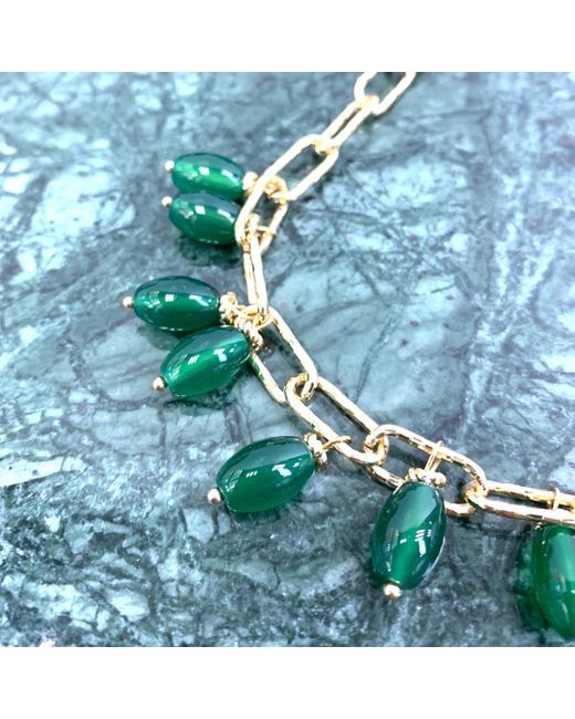 Farra Green Agate Statement Chain Necklace