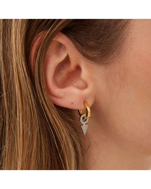 Spero London Metallic Triangle Diamond Style Pave Hoop Sterling Earring