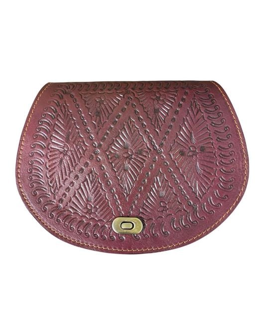 Berber Leather Red The Temara Embossed Saddle Bag