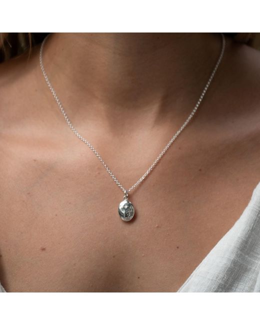 Lily Charmed Metallic Sterling Tiny Celestial Locket Necklace