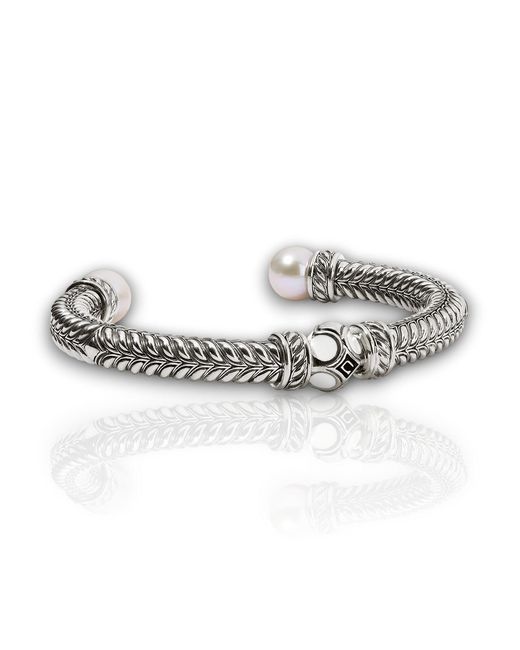 Daneila Léon Metallic Sterling Freshwater Pearl & Ivory-Colored Enamel Cuff