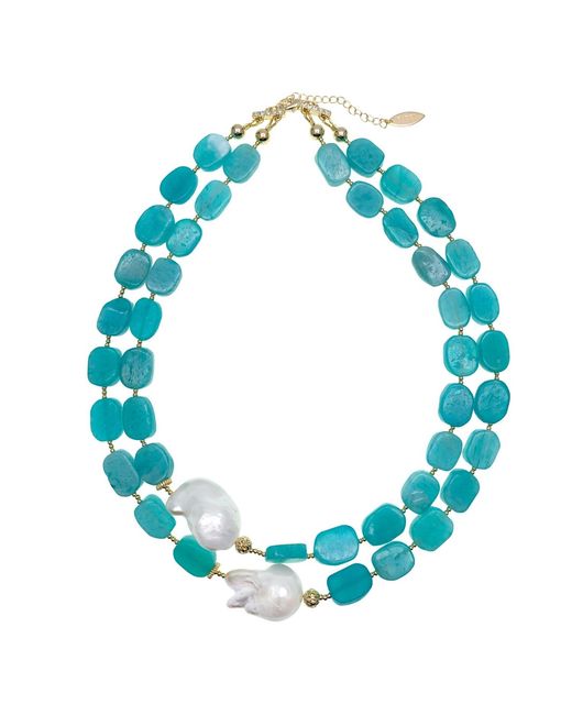 Farra Multicolor Amazonite With Baroque Double Strands Necklace