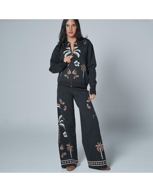 LOVEIST STORE Black The Sidi Knit Wide Leg Trousers