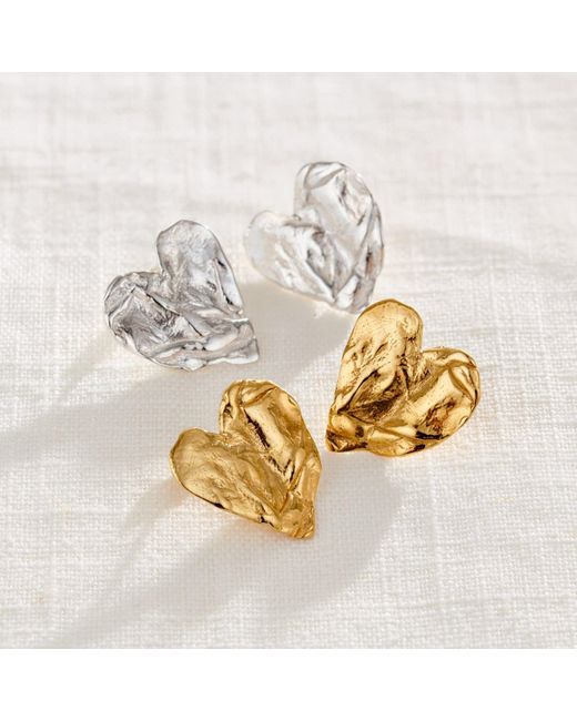 Posh Totty Designs Metallic Fortune Heart Stud Earrings