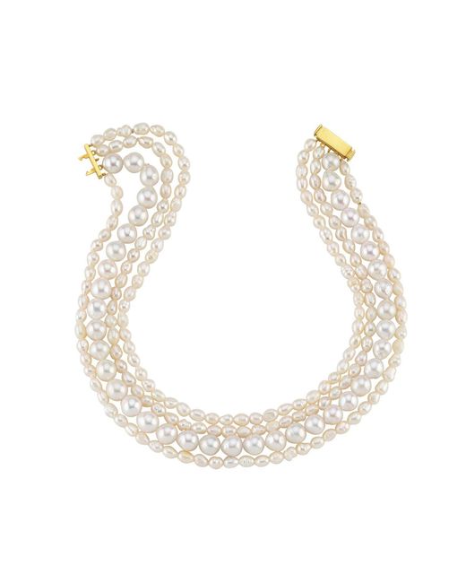 LINYA JEWELLERY Metallic Amour Multi Pearl Choker, Wedding Pendant