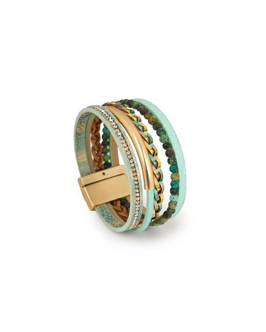 Saachi Metallic Coastal Sage Layered Bracelet
