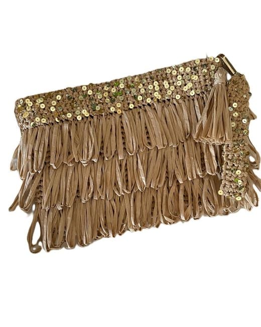 Springmoonatelier Metallic Neutrals Luxury Star Cream – Sequin And Tassel Handmade Raffia Handbag