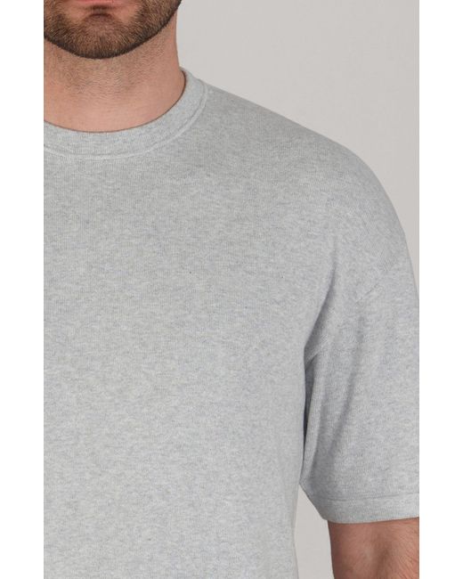 Paul James Knitwear Gray Lightweight Cotton Ewan Oversized Knitted T-Shirt for men