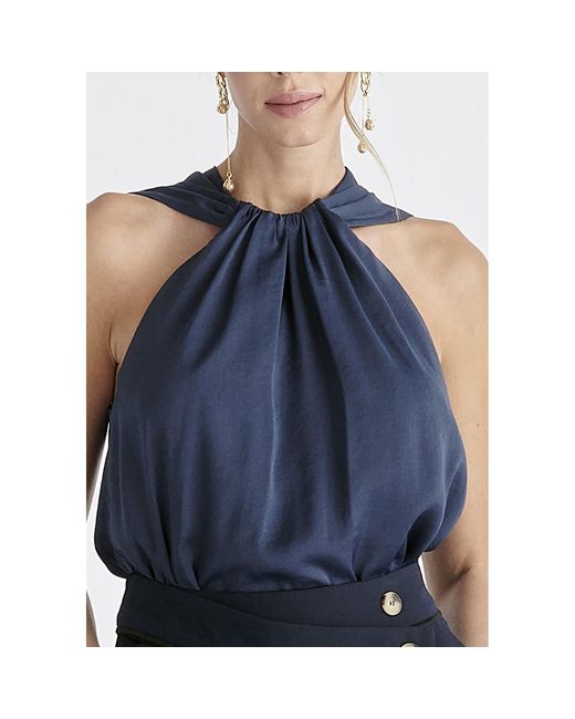 Paisie Blue Belted Halterneck Blouse
