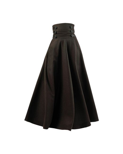 Nikka Place Black Long Wool Winter Skirt With Pockets
