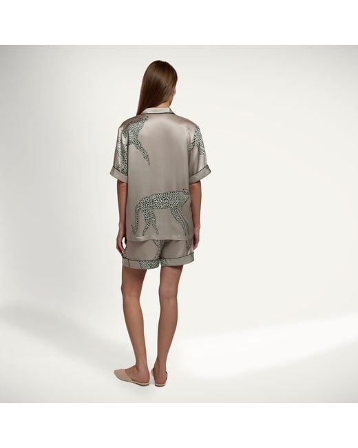Piola Gray Silk Short Pyjama Set Printed